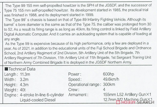 JGSDF Type99 155mm Self-Propelled Howitzer (3-Car Set) (Plastic model) About item(Eng)1