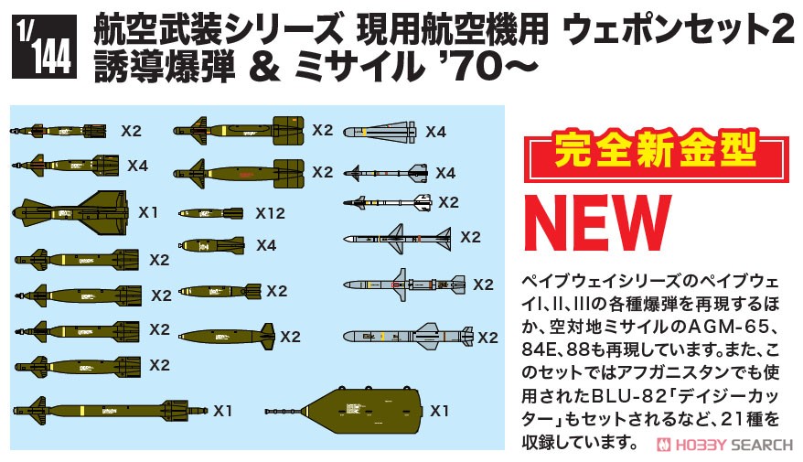 航空武装シリーズ 現用航空機用 ウェポンセット2 誘導爆弾 ＆ ミサイル `70～ (プラモデル) その他の画像2