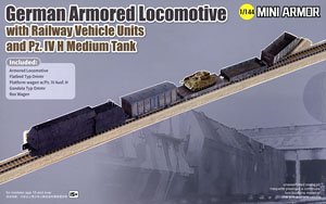 German Armored Locomotive with Railway Vehicle Units and Pz.IV H Medium Tank (Plastic model)