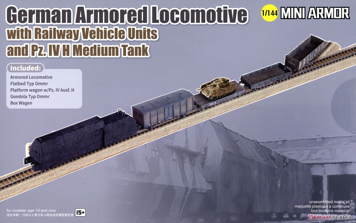WW.II ドイツ軍 装甲蒸気機関車と貨車ユニット & IV号戦車H型 (プラモデル) パッケージ1
