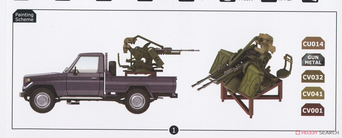 軍用2ドア ピックアップトラック + ZPU-2 (プラモデル) 塗装1