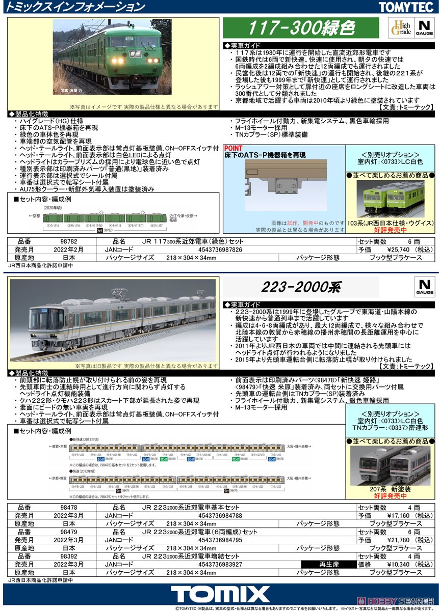 JR 117-300系 近郊電車 (緑色) セット (6両セット) (鉄道模型) 解説1