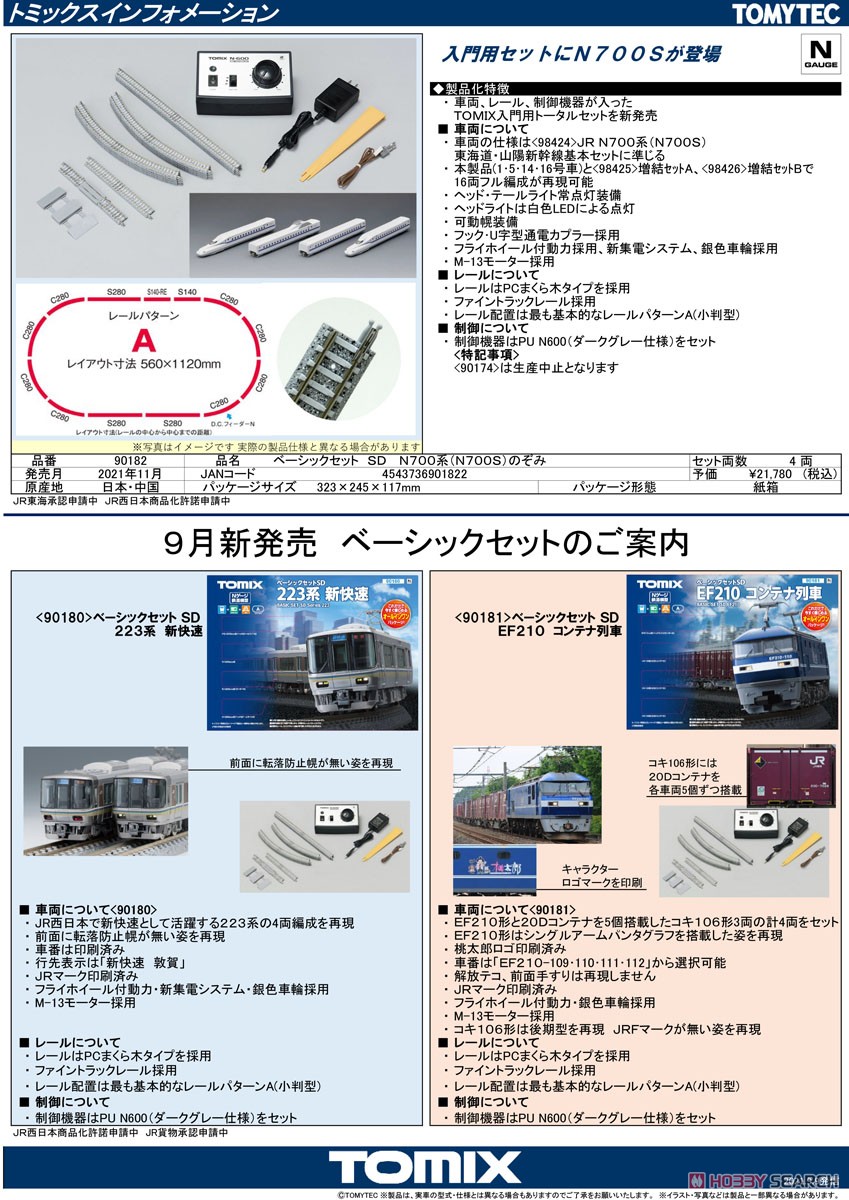 Basic Set SD Series N700 (N700S) `Nozomi` (4-Car Set) (Track Layout Pattern A) (Model Train) About item1