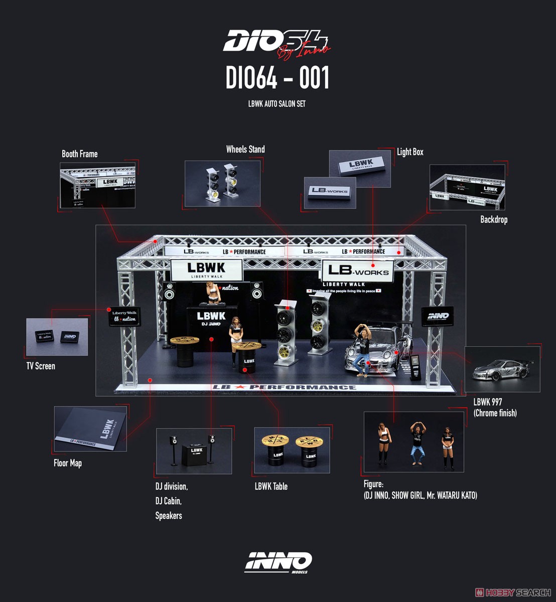 LBWK オートサロン ジオラマ 997 LBWK Chrome、フィギュア3体付属 (ミニカー) その他の画像3