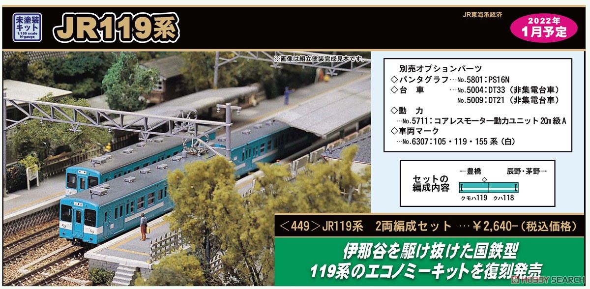 JR 119系 2両編成セット (2両・組み立てキット) (鉄道模型) その他の画像2