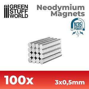 ネオジム磁石 3x0.5mm - 100個入 (N35) (素材)