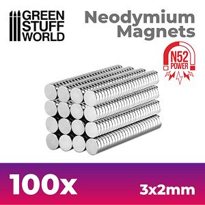 ネオジム磁石 3x2mm - 100個入 (N52) (素材)