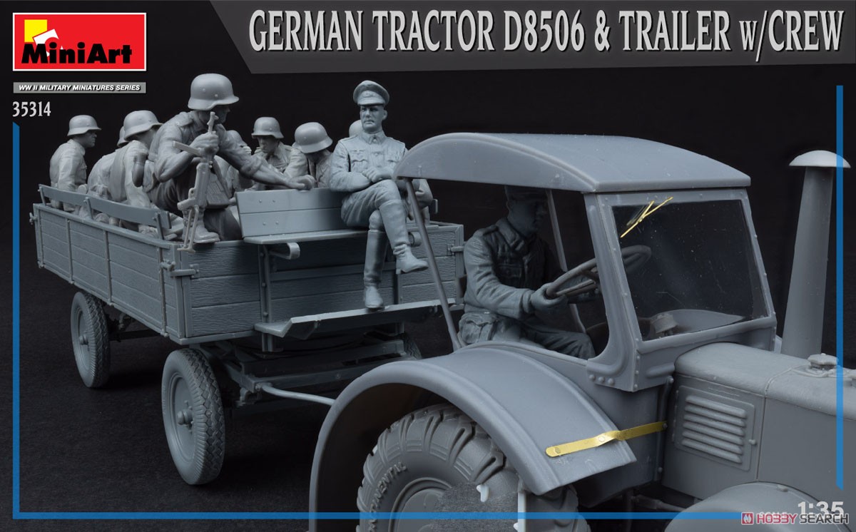 German Tractor D8506 & Trailer w/Crew (Plastic model) 商品画像1