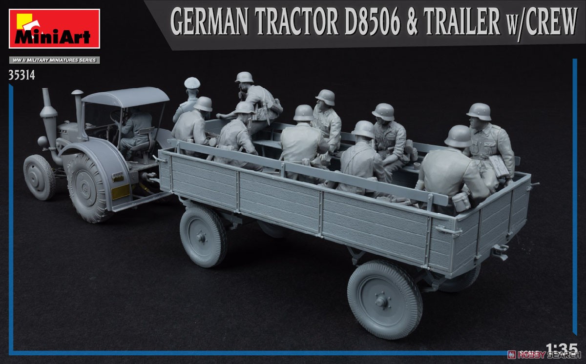 German Tractor D8506 & Trailer w/Crew (Plastic model) 商品画像11