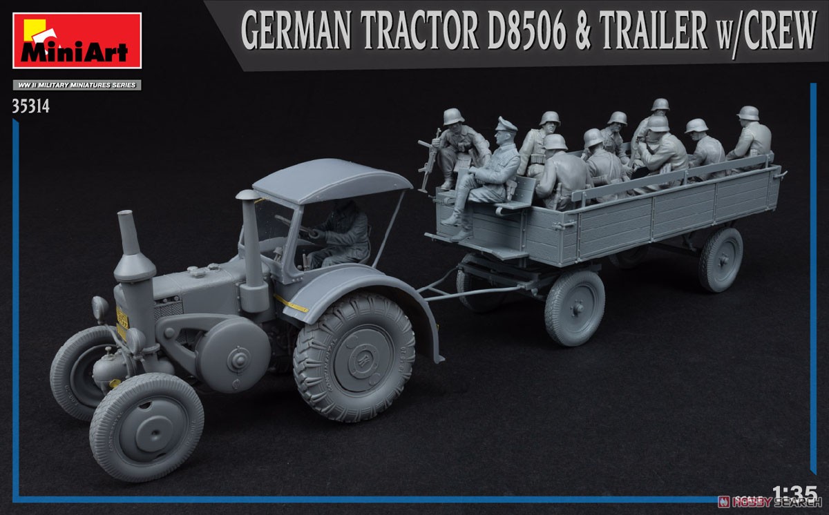German Tractor D8506 & Trailer w/Crew (Plastic model) 商品画像12