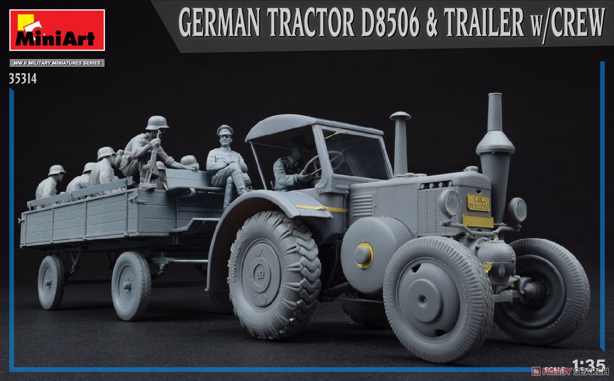 German Tractor D8506 & Trailer w/Crew (Plastic model) 商品画像7