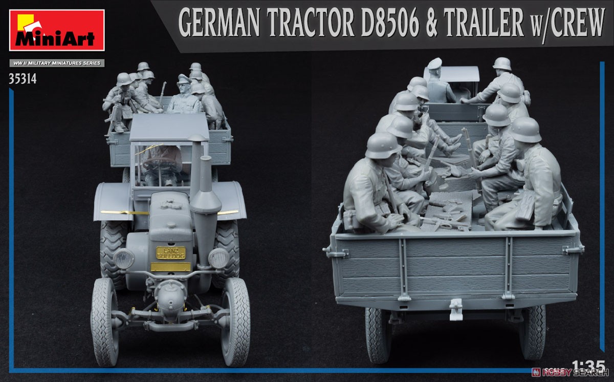 German Tractor D8506 & Trailer w/Crew (Plastic model) 商品画像8
