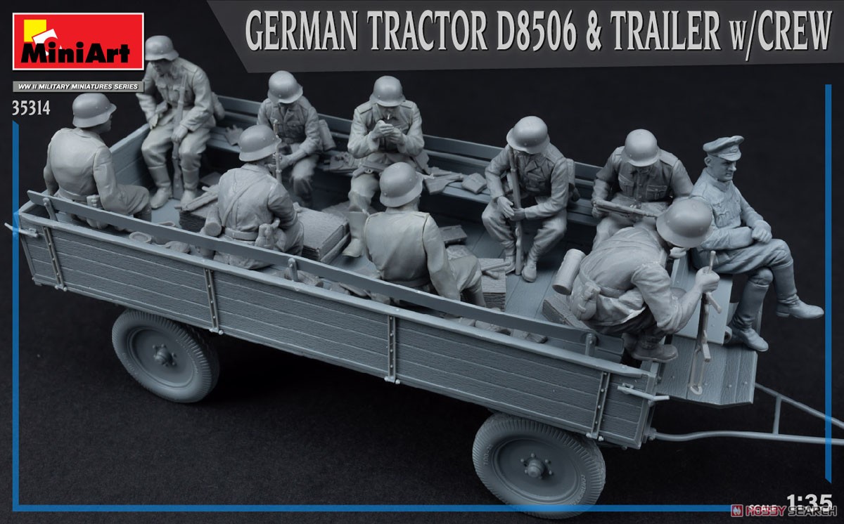 German Tractor D8506 & Trailer w/Crew (Plastic model) 商品画像9