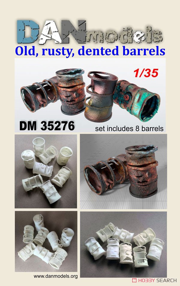 Old Rusty Dented Barrels. (Set of 8) (Plastic model) Package1