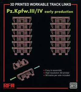 3D Printed Workable Track Links for Pz.Kpfw.III/IV Early Production (Plastic model)