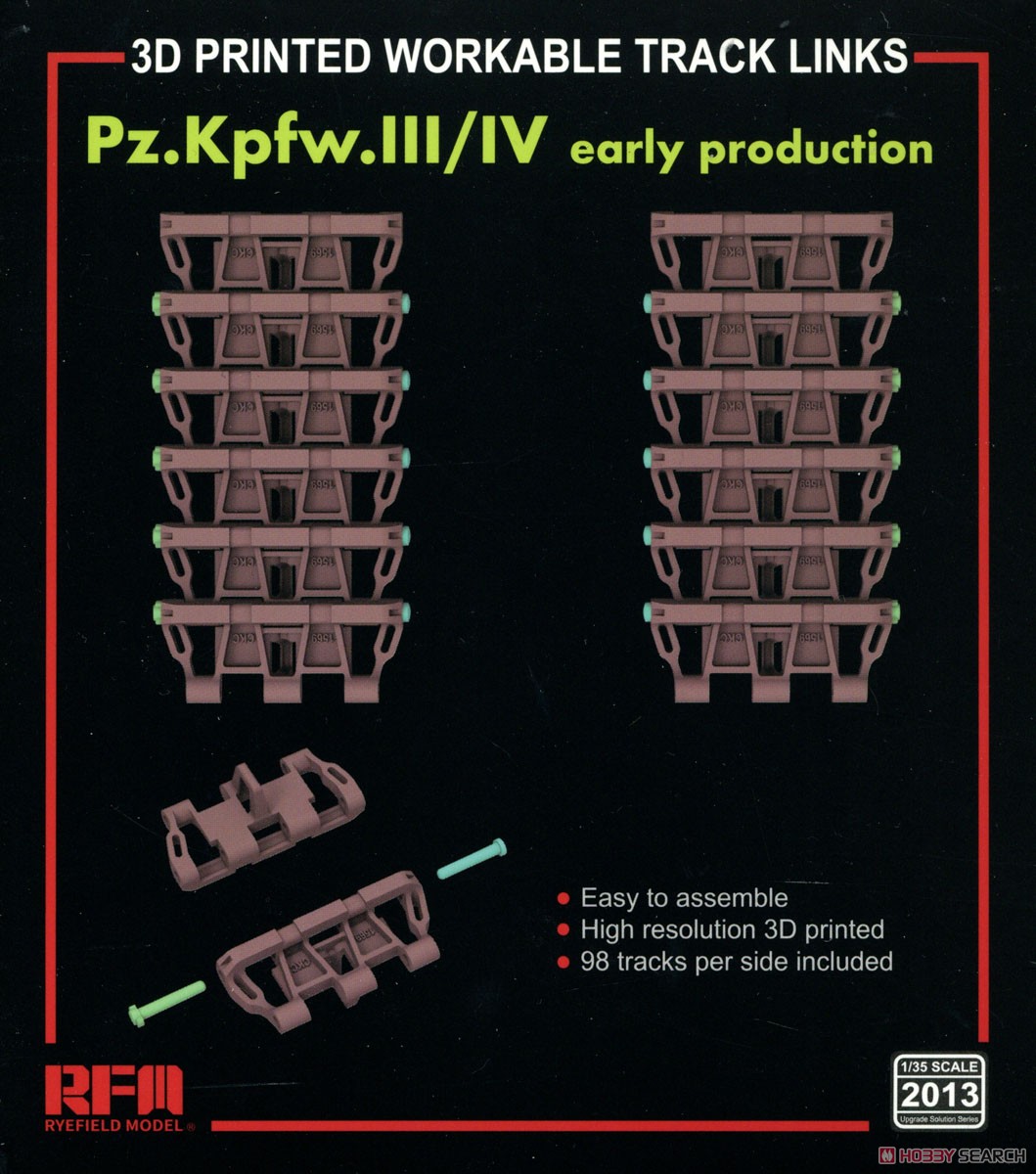 3D Printed Workable Track Links for Pz.Kpfw.III/IV Early Production (Plastic model) パッケージ1