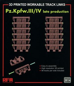 3D Printed Workable Track Links for Pz.Kpfw.III/IV Late Production (Plastic model)