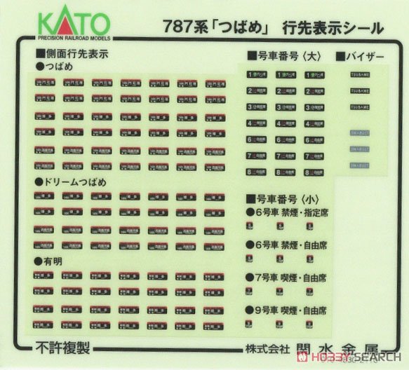 Series 787 `Tsubame` Nine Car Set (9-Car Set) (Model Train) Contents1
