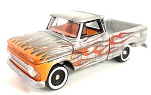 1966 Chevrolet Pickup Silver / Flames (Diecast Car)
