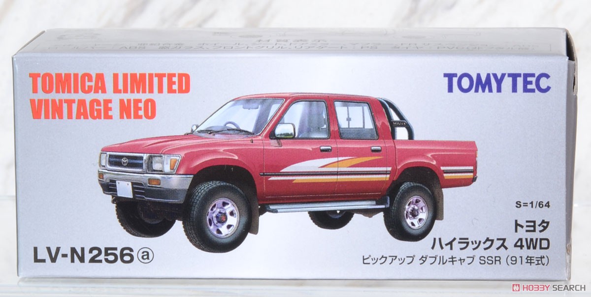 TLV-N256a Toyota Hilux 4WD Pick-Up Double Cab SSR 1991 (Red) (Diecast Car) Package1