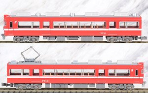 Meitetsu Series 7700 (7711 Formation, Revival White Stripe) Two Car Formation Set (without Motor) (2-Car Set) (Pre-colored Completed) (Model Train)