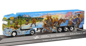 (HO) Scania CS 20 HD Refrigerate Box Semi Trailer Truck `Herpa Weltgeschichte Nr.7.1 / Die Wikinger` (Model Train)