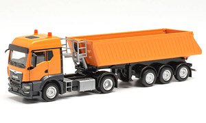 (HO) MAN TGS TM Schmitz Dump Semi Trailer Tractor Orange (Model Train)