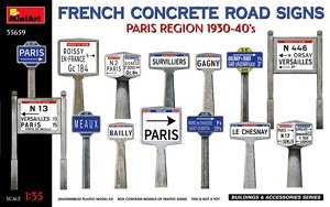French Concrete Road Signs.Paris Region 1930-40`s (Plastic model)