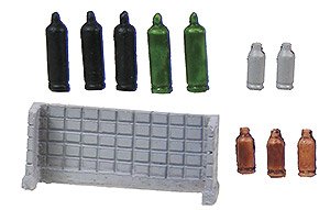 Showa Era City Accessory 5 (Long Gas Cylinder x5, Short Gas Cylinder x5, Block Wall x1) (Model Train)