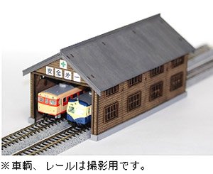 Wooden Double Track Railcar Depot Kit (Unassembled Kit) (Model Train)