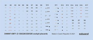 ズリン Z-126/226/326/526 コックピットプラカード デカール (エデュアルド用) (デカール)