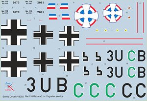 「Me110 ラザラッツ」 ユーゴスラビア空軍のMe110 (デカール)