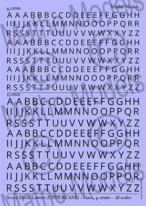Decal Letters (Uppercase) - Black, 4-5mm (Plastic model)