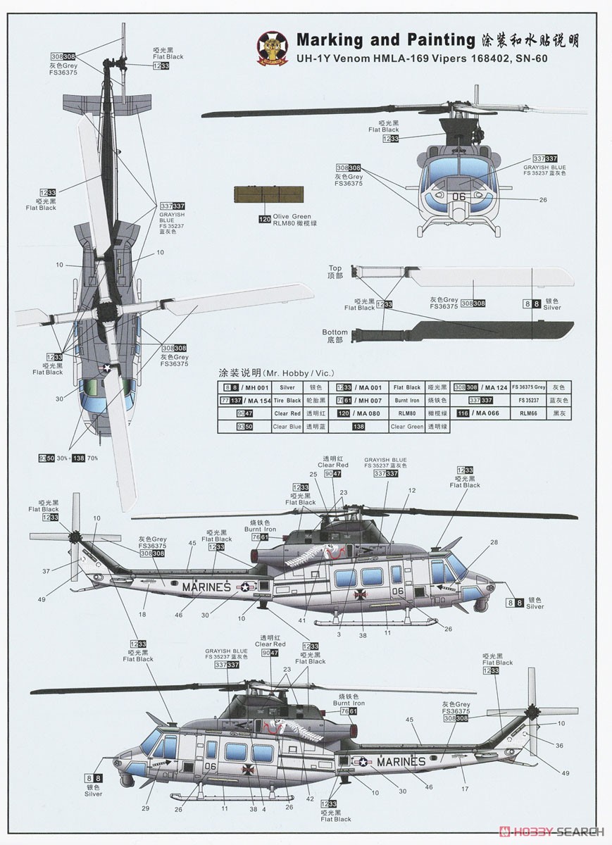 UH-1Y ヴェノム 米海兵隊 汎用ヘリコプター (プラモデル) 塗装2