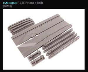 F-15E Pylons + Rails (Set of 2) (for GWH) (Plastic model)