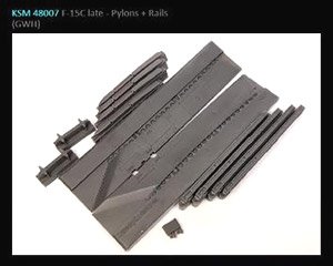 F-15C (Late) Pylons + Rails (Set of 2) (for GWH) (Plastic model)