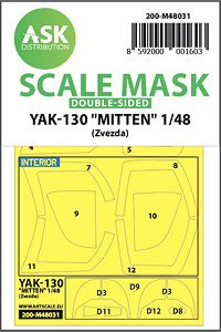 Yak-130 `Mitten` Double-sided Painting Mask for Zvezda (Plastic model)