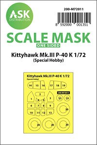 Kittyhawk Mk.III P-40 K One-sided Painting Mask for Special Hobby (Plastic model)