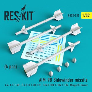 AIM-9B サイドワインダーミサイル w/リムーブ・ ビフォア・フライトカバー (4個入り) (プラモデル)