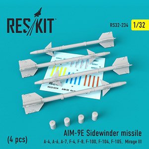 AIM-9E サイドワインダーミサイル w/リムーブ・ ビフォア・フライトカバー (4個入り) (プラモデル)