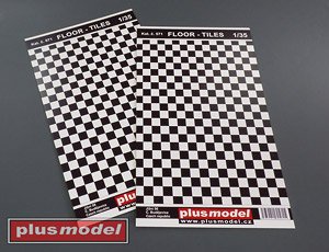 Floor - Tiles Black and White (190mm x 130mm) (1pcs.) (Plastic model)