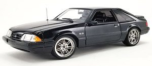 1990 Ford Mustang 5.0 - Black with Custom 7-Spoke Wheels (Diecast Car)
