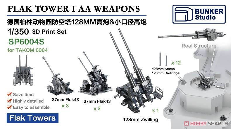 ドイツ軍 フラックタワーI ベルリン動物園塔用高射砲セット (タコムTKO6004用) (プラモデル) パッケージ1