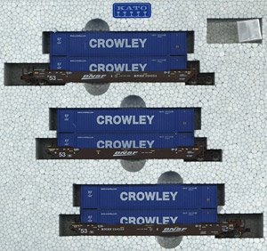 MAXI-IV BNSF Swooshロゴ Crowley コンテナ搭載 (3両セット) ★外国形モデル (鉄道模型)
