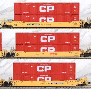 Gunderson MAXI-IV Double Stack Car TTX New Logo #DTTX 765865 w/CP Containers (3-Car Set) (Model Train)