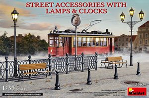 路上のアクセサリーと街灯&時計台 (プラモデル)