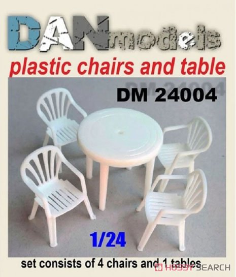 Plastic Chairs and Table (Chairs 4 Piece / Table 2 Piece) (Plastic model) パッケージ1