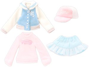Fanny Fanny Sailor Stadium Jumper & Pastel Casual Set (Saxe x Pink) (Fashion Doll)