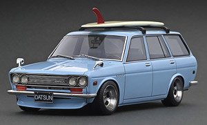 Datsun Bluebird (510) Wagon Light Blue w/Surfboard (Diecast Car)