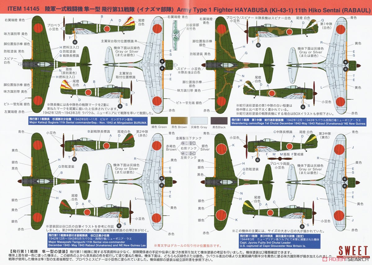 陸軍一式戦闘機 隼一型 飛行第11戦隊 イナズマ部隊 (プラモデル) 塗装1